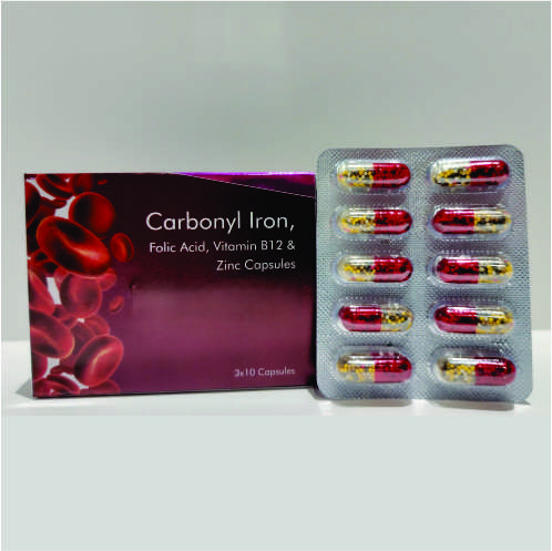 CARBONYL IRON 100MG+VITAMIN B12 15MCG+VITAMIN C 75MG +FOLIC ACID1.5MG+ZINC SULPHATE 22.5MG CAPSULE