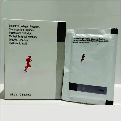 COLLAGEN PEPTIDES10GM+GLUCOSAMINE SULPHATEPOTASSIUMCHLORIDE750MG+METHYLSULFONYLMETHANE(MSM)250MG+DIACERIN50MG+HYALURONICACID12 (5)