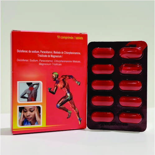 DICLOFENAC SODIUM 50MG+PARACETAMOL 500MG +CHLORPHENIRAMINE MALEATE 4MG+ MAGNESIUM TRISILICATE 100MG TABLETS