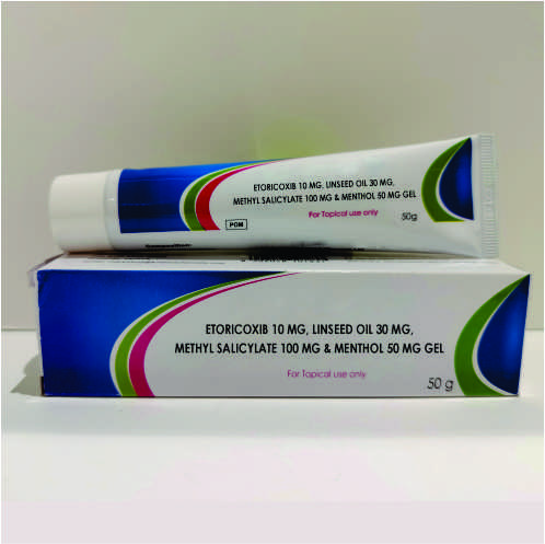 ETORICOXIB 10 MG+LINSEED OIL 30 MG+METHYL SALICYLATE 100 MG + MENTHOL 50 MG GEL (3) (1)